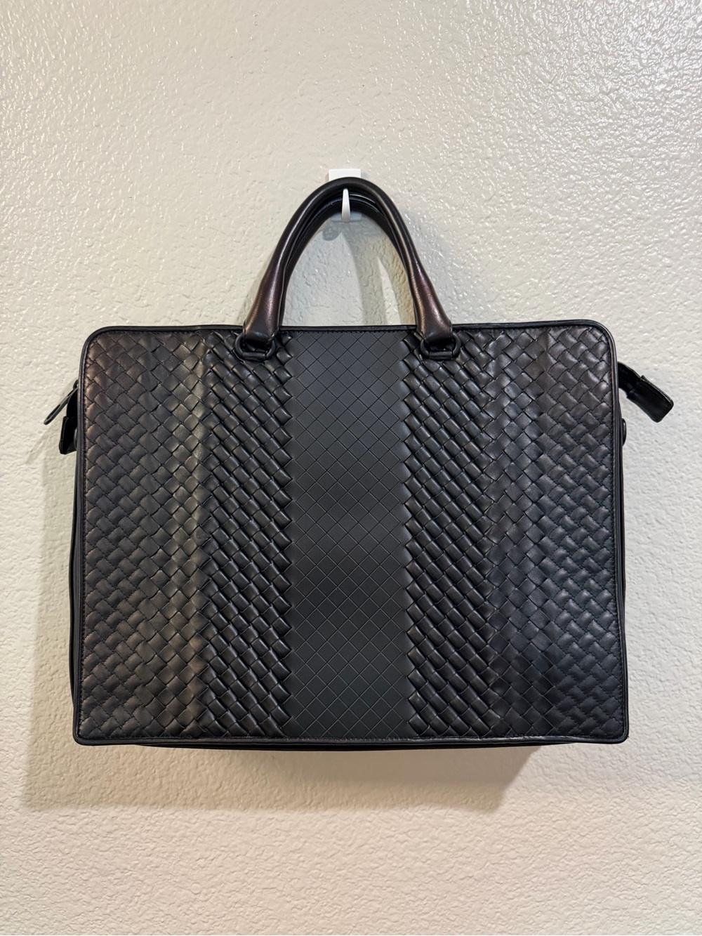 Bottega Veneta Black Intrecciato Leather Briefcase